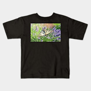 Butterfly in Lavender Field Kids T-Shirt